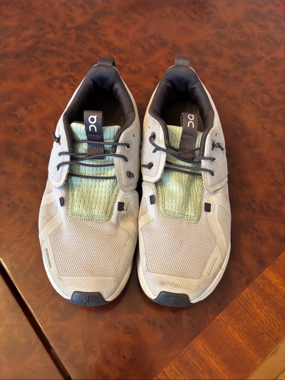 On Cloud Kid's Light Gray, navy & Green Cloud Sneakers